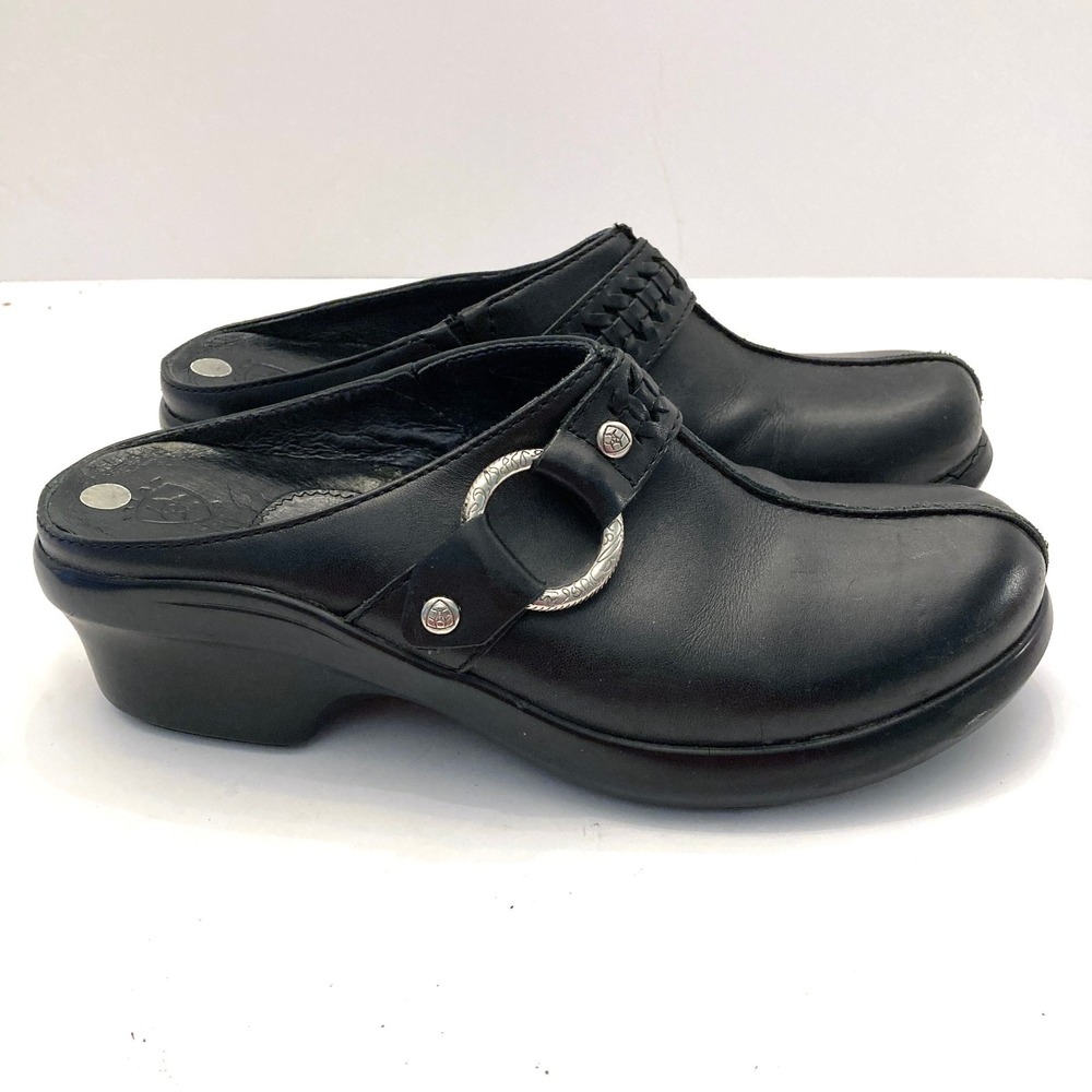 Ariat Shasta Mule Clog Women's‎ 7M Black Leather Harness Western Braided